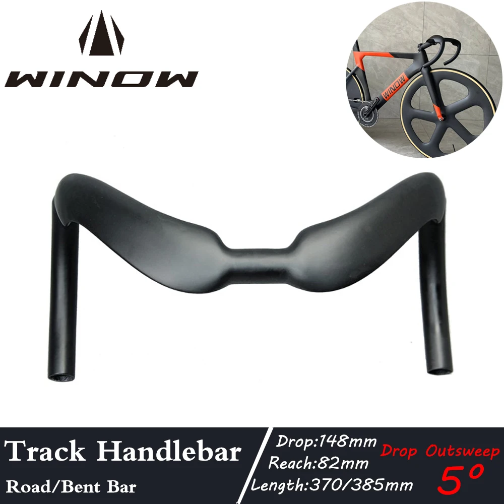 Winow Bent Bar Track Bar Carbon Handlebar Drop Bar UD Gloss/Matte Finish 31.8MM*370/385MM Races Bars Bicycle Parts Accessories