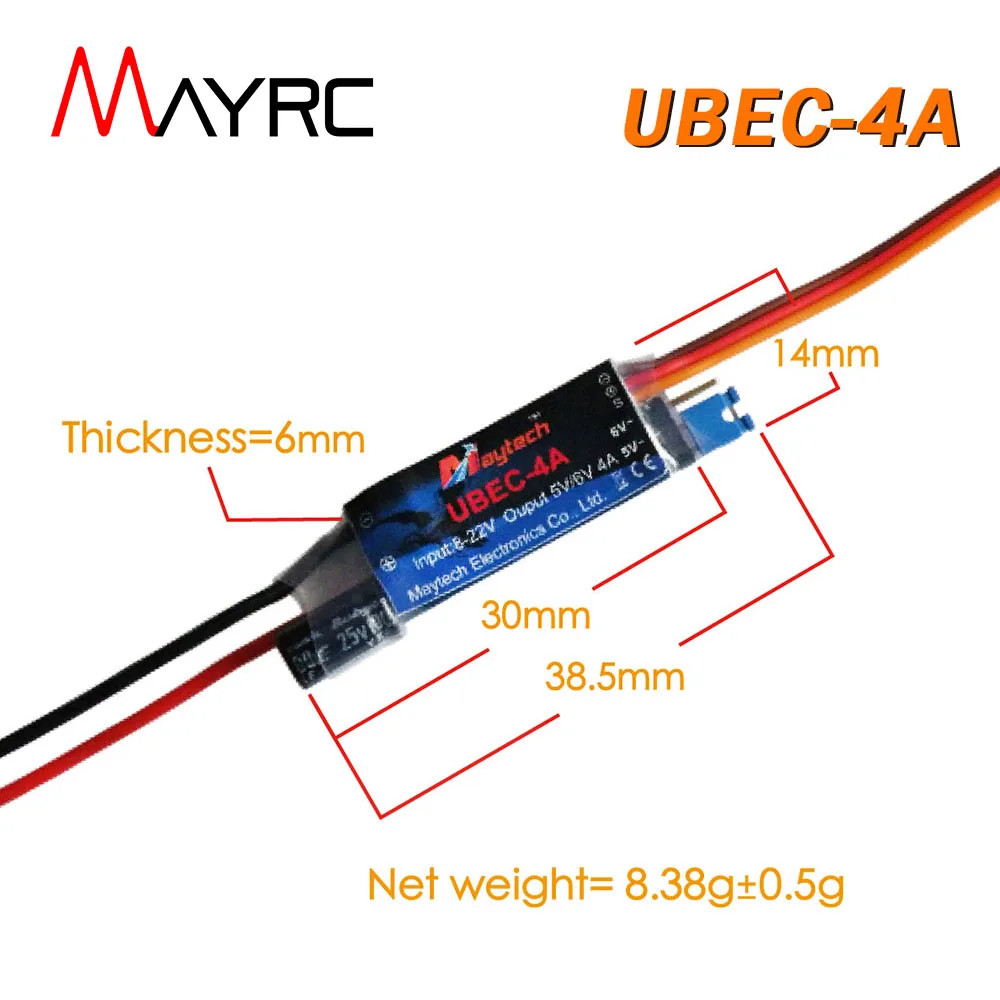 MAYRC 4A 5A 6A 20A UBEC Brushless ESC for Fishing Boat Water Sports Airplane Flipsky DIY Freestyle Drones E-foil Boards Biplanes