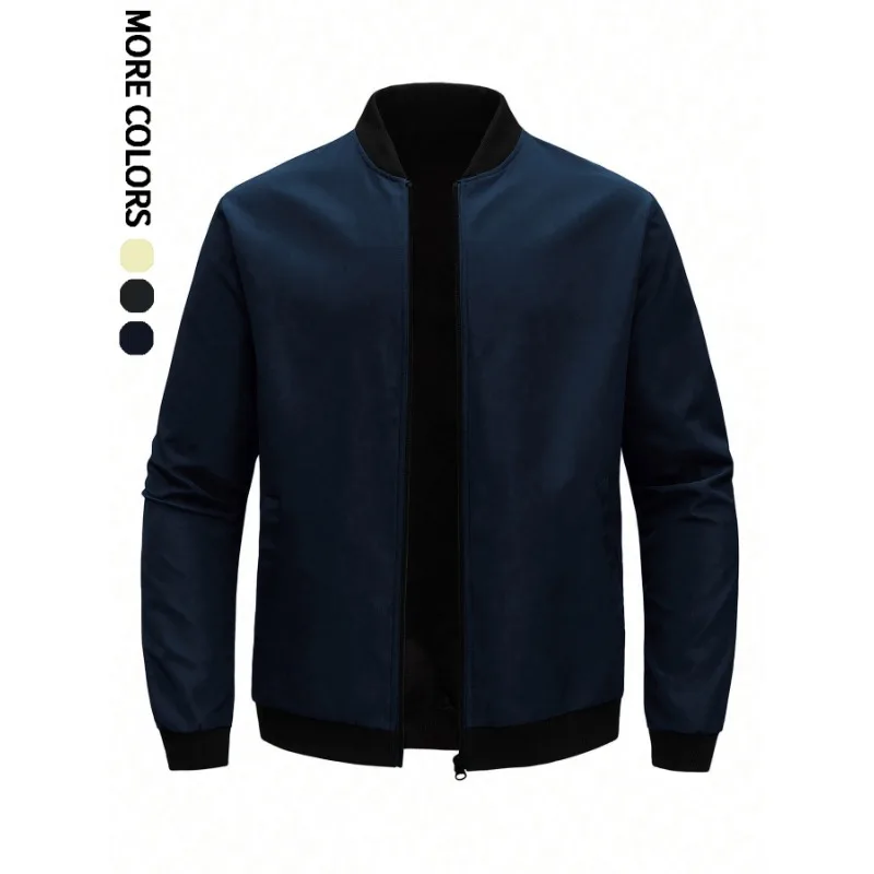 أحدث نموذج الربيع والخريف جديد البيسبول طوق قصيرة فضفاضة بلون جاكيتات رجال الأعمال معطف رقيق غير رسمي المألوف