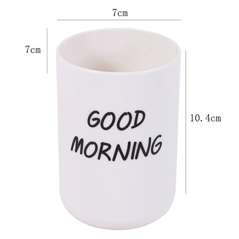 Letter Print Tooth Brush Wash Cup Simple Nordic Style Travel Portable Bathroom Couple Plastic Good Morning Fashion Brushing Cup