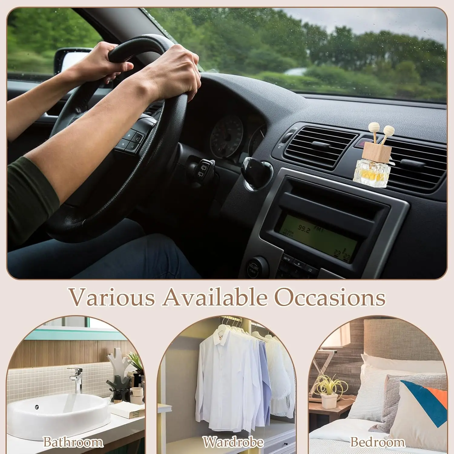 15er-Pack Auto-Lufterfrischer-Diffusor mit Lüftungsclip, Auto-Diffusor, leere Glasflasche für ätherische Öle/Parfüm mit Holzverschluss und Stäbchen – Detail 6