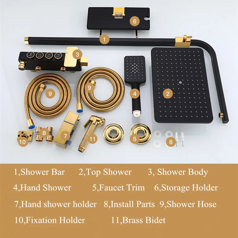 Thermostatic Shower Set Marrent White Gold Hot Cold Bathroom Mixer Tap Hot Cold Bathroom Faucet Luxury Digital Shower System