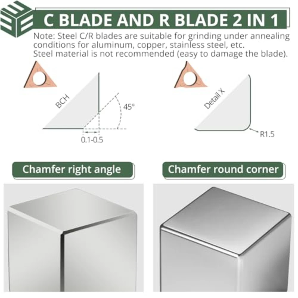 EYPINS Air Chamfer Tool, Mini Pneumatic Chamfering Machine for Metal Wood Steel Brass Acrylic, 45 Degree Arc, 30000 RPM 1/4"