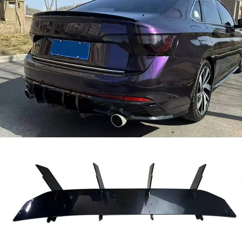

For Volkswagen Jetta MK7 2023+ Rear Bumper Lip Diffuser Air Fins Spoiler 5mm 8mm Thickness Gloss Black Car Exterior Accessories