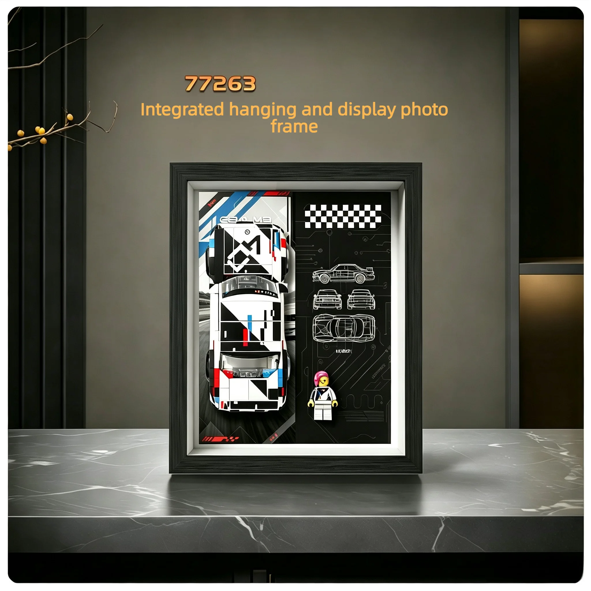 Wall Mount Display Frame Compatible with Lego 77263 Building Block Model, Dual Use Showcase Dust Protection Box