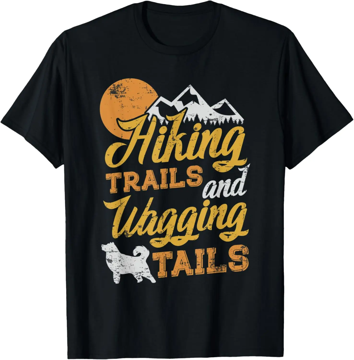 Hiking Trails and Wagging Tails Hiker with a Dog Dog Hiking T-Shirt