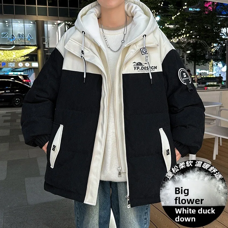 

Trendy Brand Duck Down Mountaineering Down Jacket Winter Stand-up Collar Zipper Fashionable Versatile Casual Youth Bread Jacket