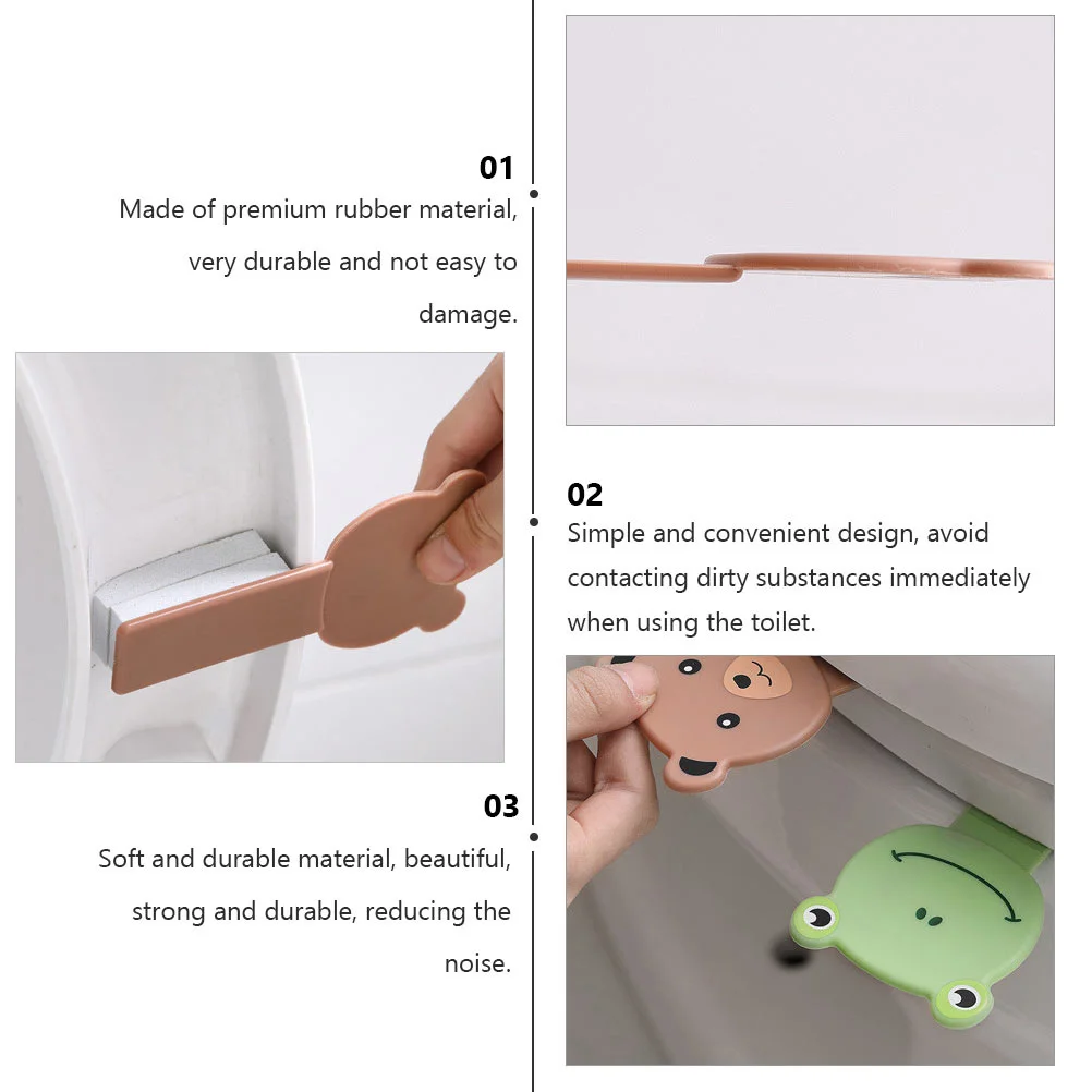 

4Pcs Cartoon Toilet Lifter Self-Adhesive Portable Easy to Use Tough Durable Affordable Bathroom Tool Cartoon Toilet Cover Lifter