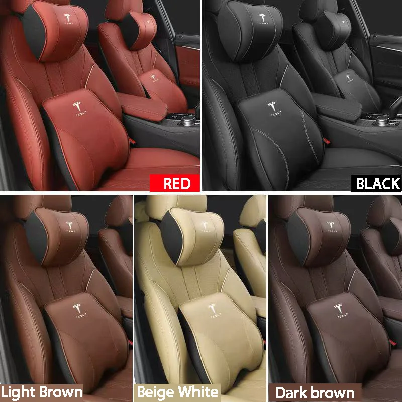 Logotipo do carro pescoço travesseiro assento encosto de cabeça apoio lombar travesseiro coluna proteger para tesla modelo 3 modelo s modelo x modelo y roadster spacex