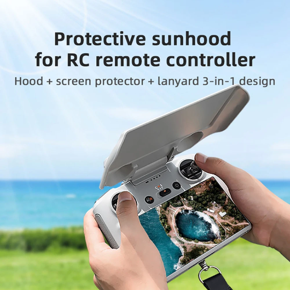 

2-in-1 Shade Protective Hood for Mini 3 Pro Remote Control with Screen Drone Accessories Gray Shade Cover + Strap