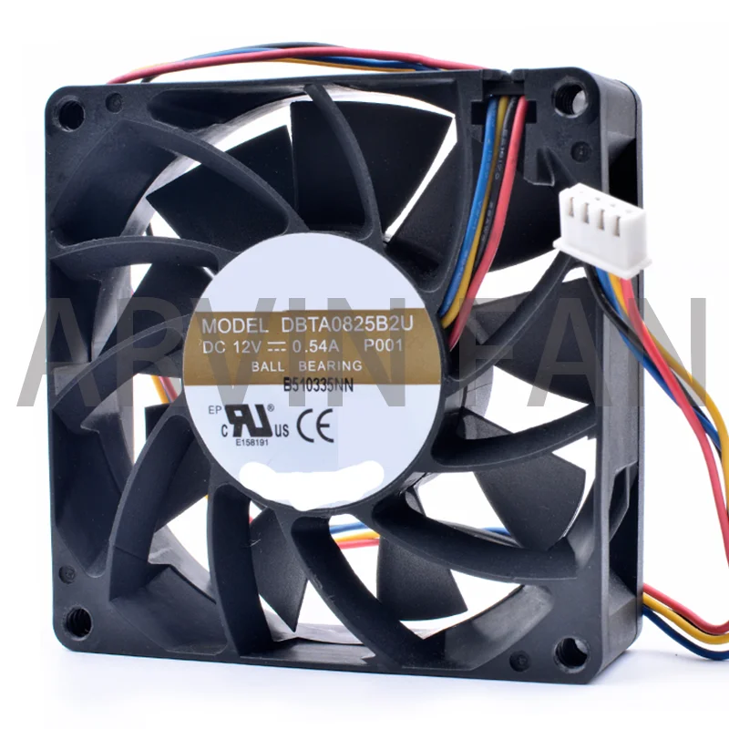 Brand New Original DBTA0825B2U 8cm 8025 80x80x25mm 80mm Fan 12V 0.54A Server Large Air Volume Cooling Fan