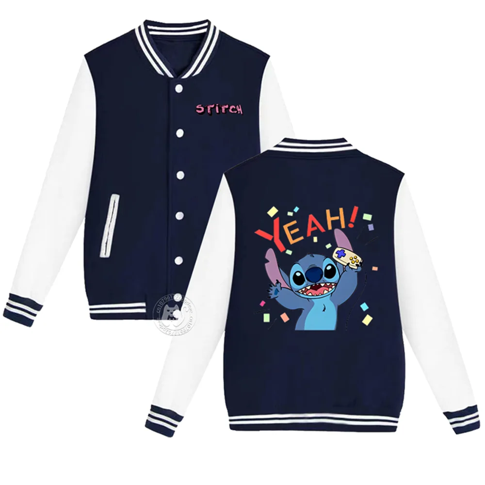 

Disney Kids Fall/Winter Cute Stitch Little Couple Print for boys and girls 2-14 years old Thick Warm Coat Teen Fashion baseball