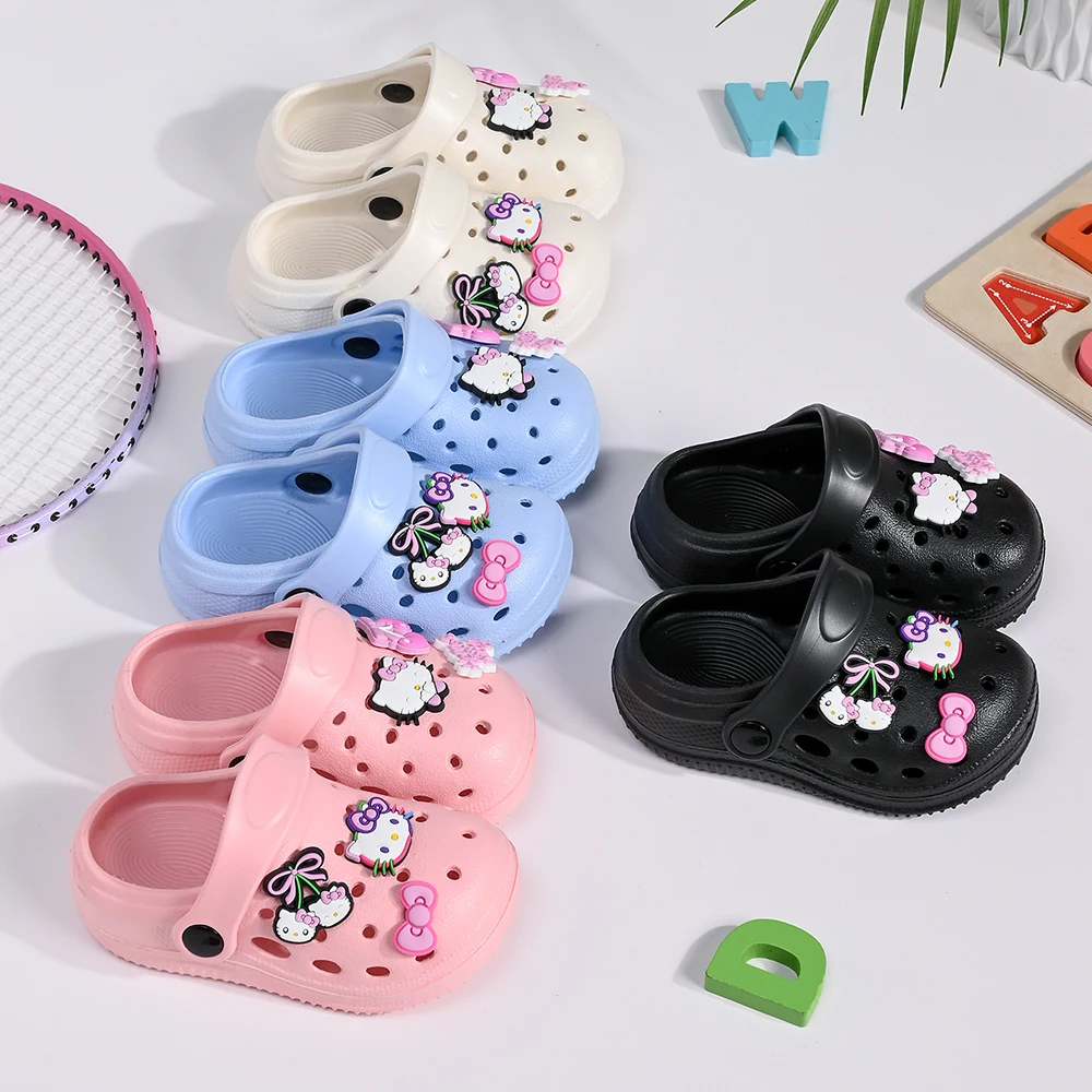 Kawaii Sanrio Children Slippers Hello Kitty Cartoon Anime Cute Home Bathroom Bathing Anti-Slip Sandal Kids Toys Girl