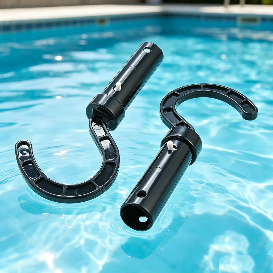 2Pcs Durable Plastic Pool Pole Hook Wear-Resistant Pool Cleaner Hanger Fit Telescopic Poles for Retrieving Robotic Pool Cleaners