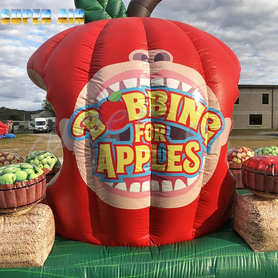 Best quality custom rental inflatable apple model booth with baskets of apples for sale