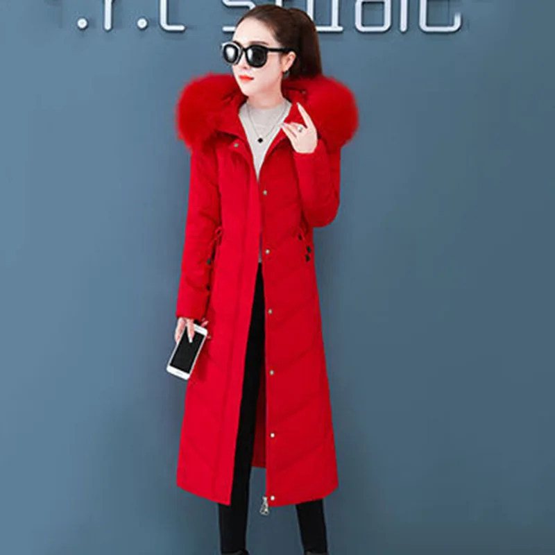 Ainter New Down  Women's Temperament Fur Collar Mid-Length Over-the-knee Slim Fit Warm Winter Fashion Solid Color 