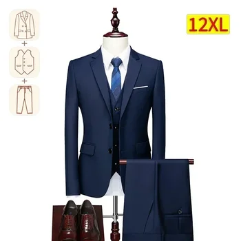 Até 12XL serve para 155kg, 340lbs noivo vestido de casamento blazer e calças para homens, sob medida à perfeição, homens grandes e altos, tamanho grande