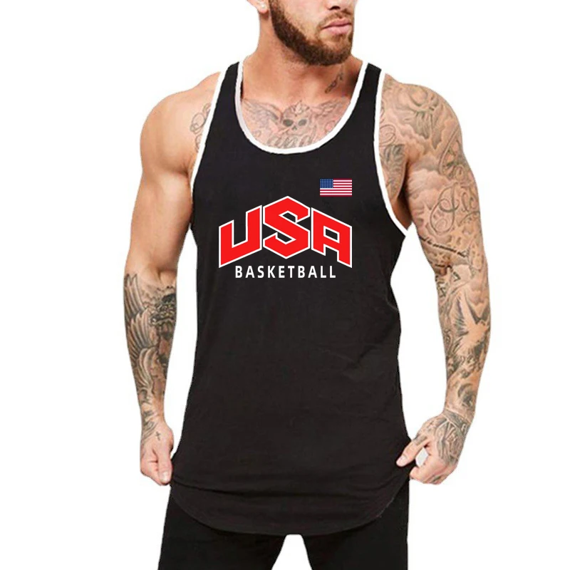 Men\'s Fitness Sleeveless Muscle Tank Tops Gym Bodybuilding Sport Training Muscle Shirt Summer Cotton Breathable Cool Singlets