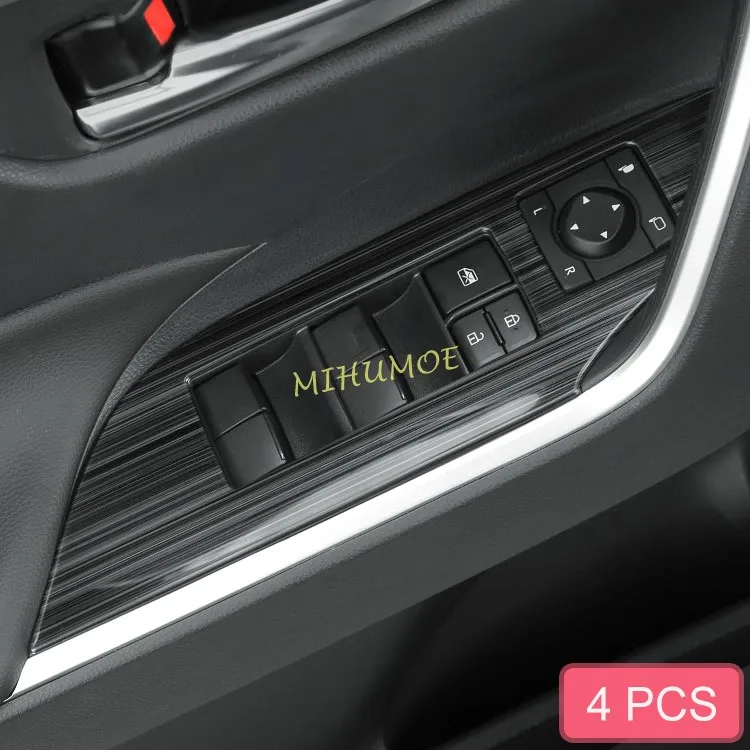 

For 2019-2025 Toyota RAV4 Suzuki Across Interior Door Windows Switch Panel Cover Trims Black Stainless Steel 2021 2022 2023 2024
