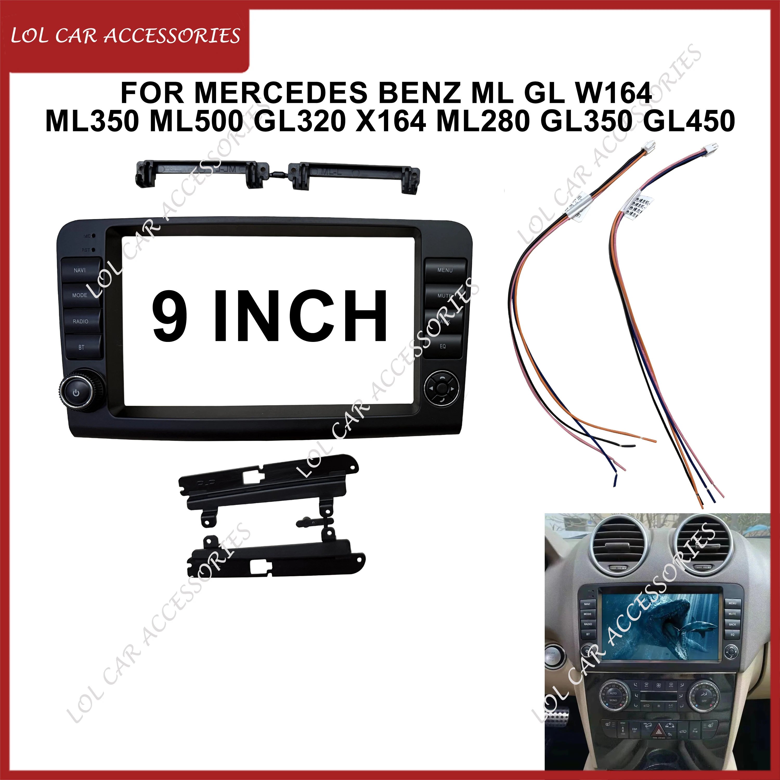 

9 Inch For Mercedes Benz ML GL W164 ML350 2005-2012 Car Radio Stereo Android MP5 Player 2Din Head Unit Panel Frame Fascia Cover