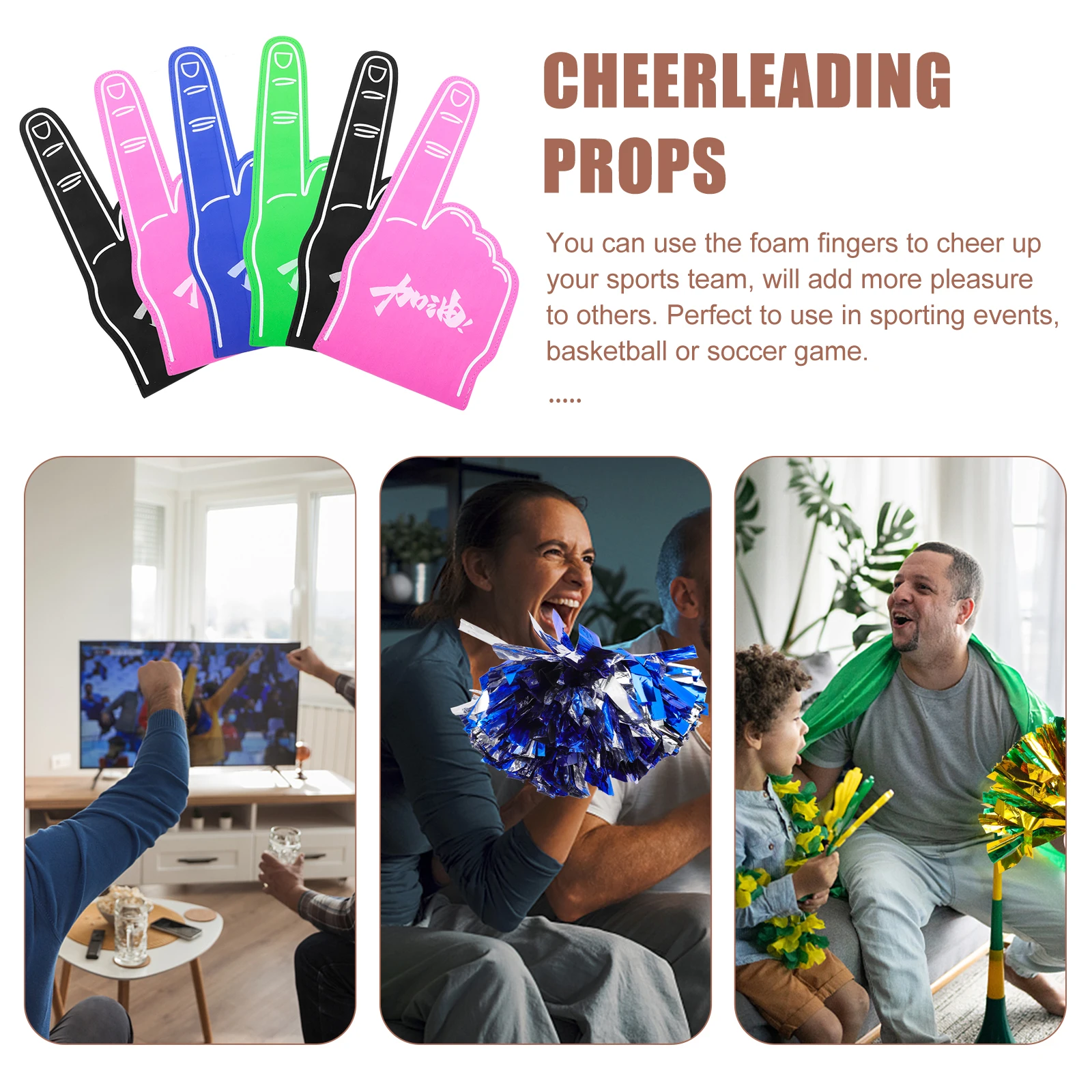

6pcs Foam Finger Hand Gloves Cheerleading Props EVA Material Lightweight Portable Basketball Soccer Events Team Sports