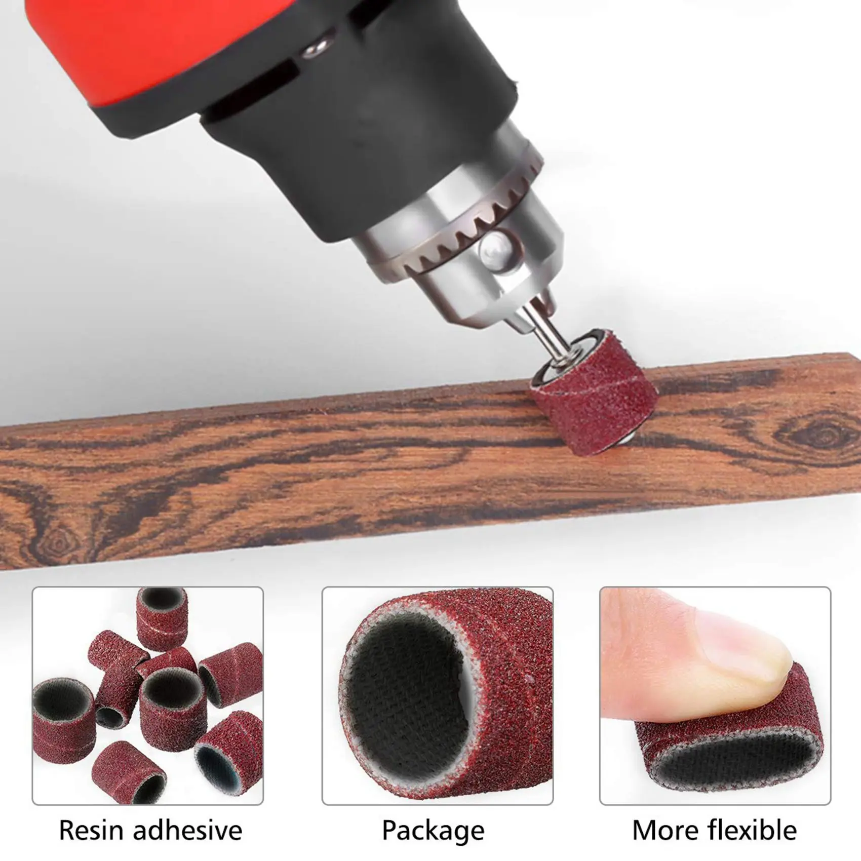 ABLQ 614 Pieces Drum Sander Set Sanding Drum Kit 600 Pieces Sanding Band Sleeves (80 /120 /240 ) + 12 Pieces Drum Mandrels