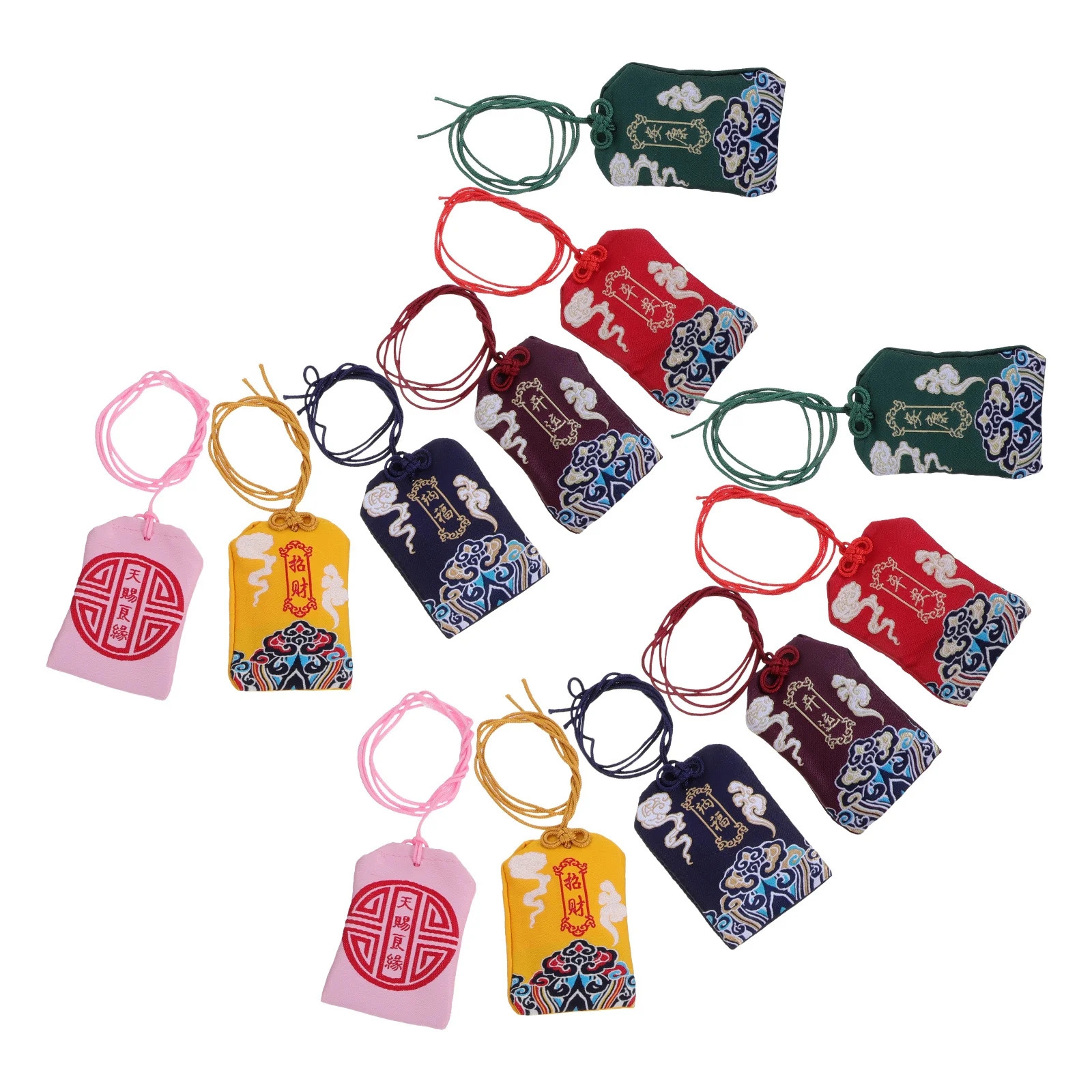 

12Pcs Blessing Sachet Lucky Amulet Charms Decorative Hanging Bag for Home Car Office Feng Shui Wealth Accessories Good Luck