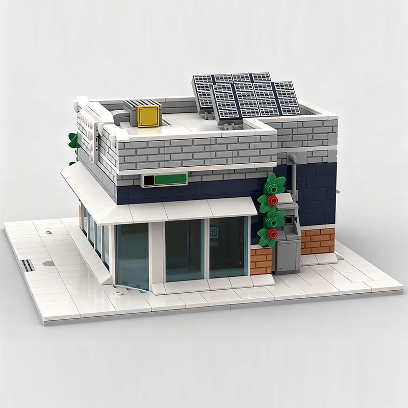 مدينة شارع عرض نموذج MOC قوالب بناء الشتاء قرية البنك وحدات التكنولوجيا الأطفال هدايا العيد تجميع اللعب البدلة