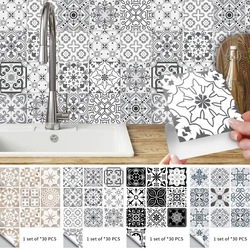 30pcs European style art pattern tile stickers Peel And Stick Self-adhesive home decor Bathroom Kitchen Waterproof Wall Stickers