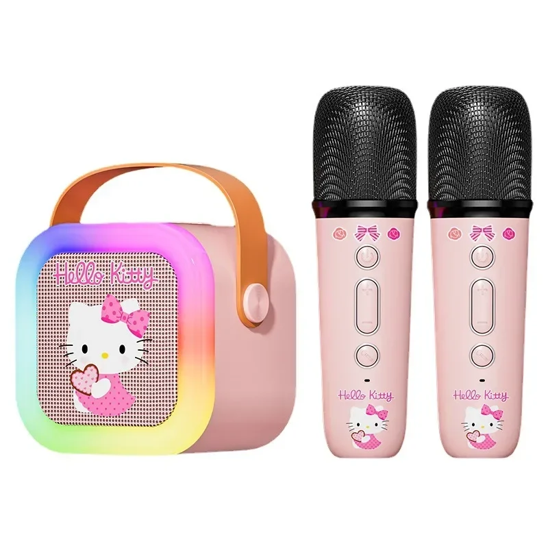 Genuine Sanrio Kuromi Karaoke Machine Hello Kitty Cartoon Wireless Bluetooth Speaker USB Music Player Microphone Holiday Gifts