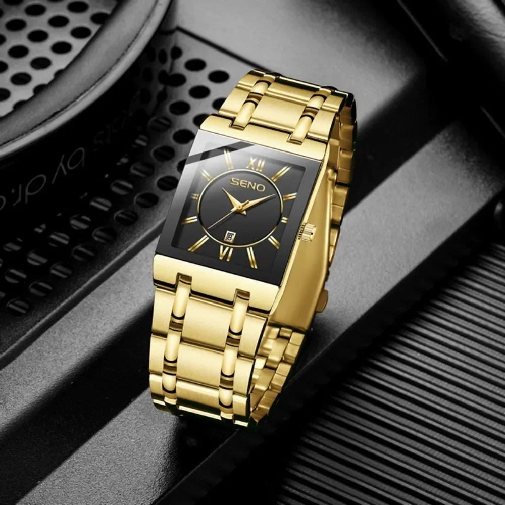 Reloj de lujo para hombre y mujer, pulsera de acero, movimiento de cuarzo dorado, resistente al agua, nuevo