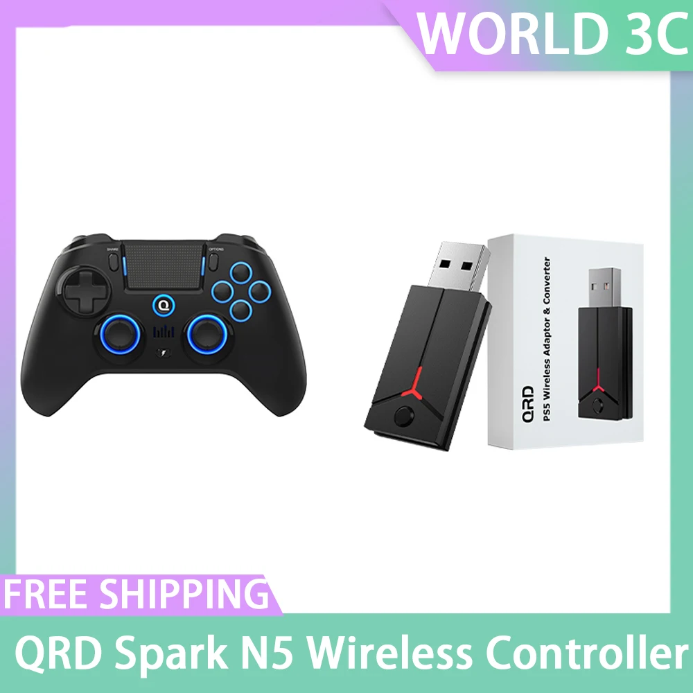 QRD N5 Wireless Controller For ps5 Ps4 Ps3 Ios Android Pc Hall Effect 9-Color Led Lights Vibration Effect Ps4 Gamepad custom