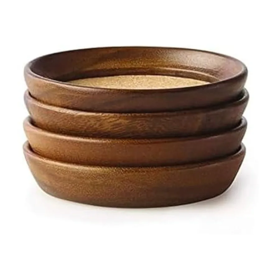 

4 Piece Set tural Acacia Wood and Cork Stackable Coasters Set of 4