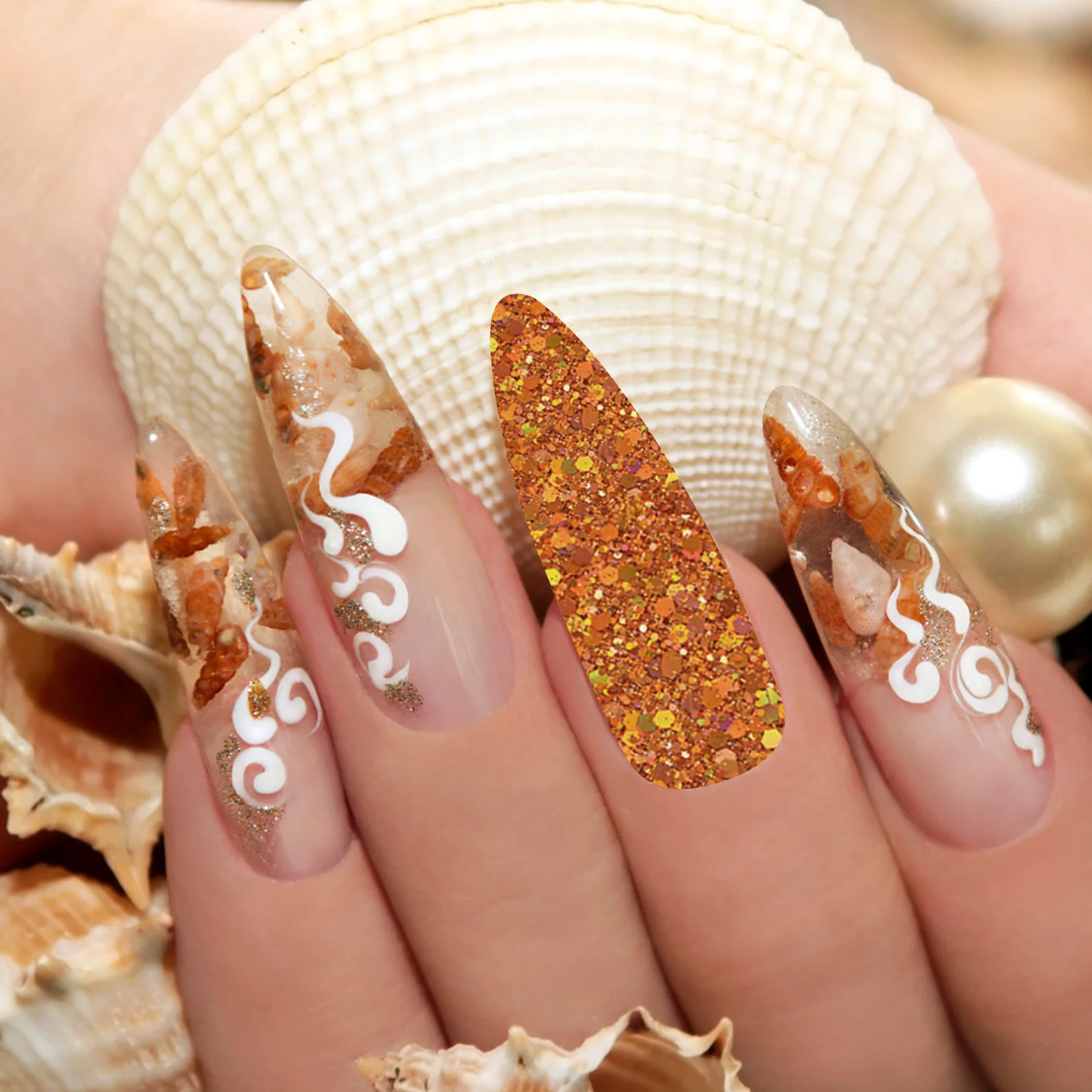 Lentejuelas con purpurina para uñas en caja, lentejuelas para manicura para extensiones de Gel, suministros para decoración de uñas DIY, purpurina para decoración de festivales para resina