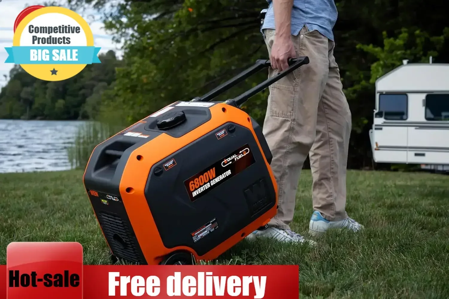 

Home Backup-RV-Ready Quiet 6800W Dual Fuel Electric Start Inverter Generator With CO Watchdog Fuel Shut Off