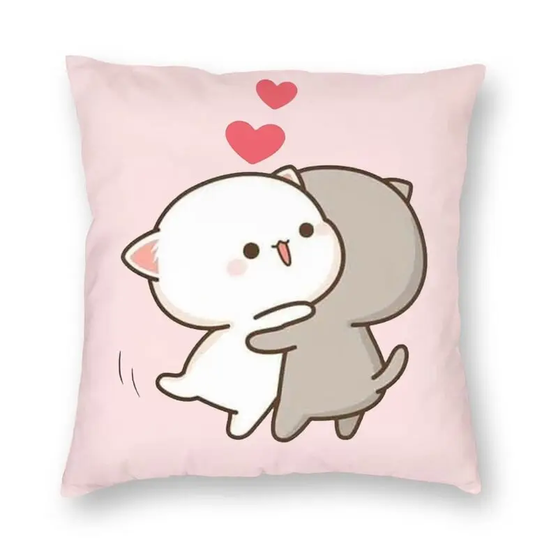 45x45cm Cartoon Cute Peach Blossom Cat Series Pillowcase Living Room Sofa Office Seat Soft Cushion Cover Home Decoration