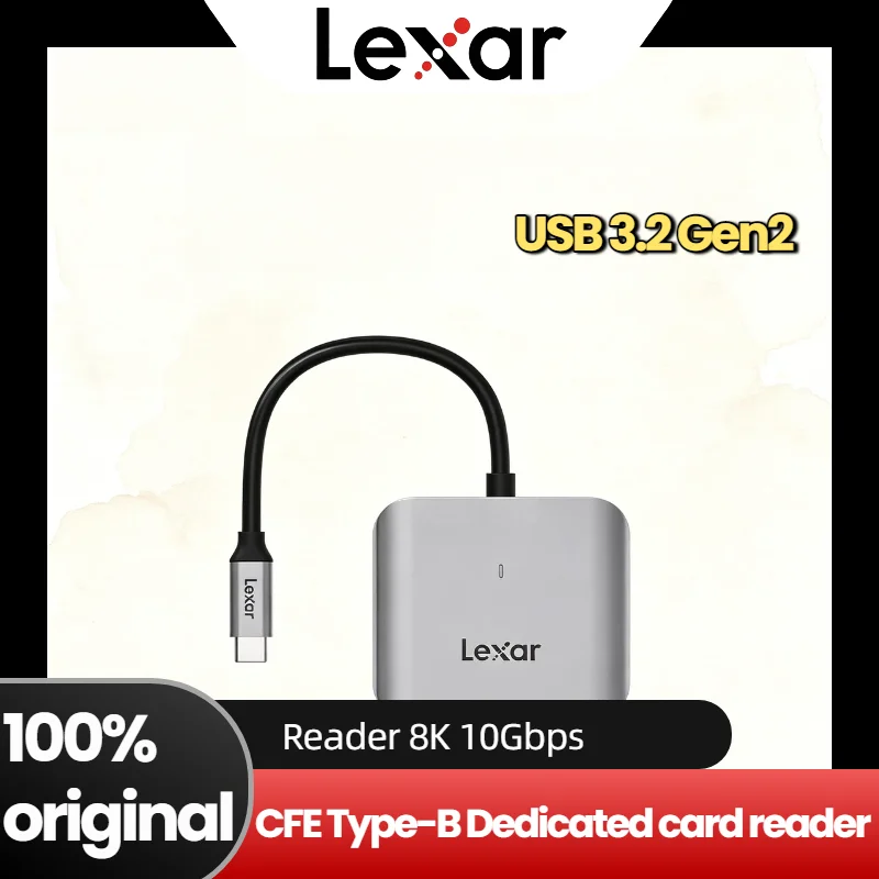 lexar-510u-type-b-cfexpressメモリカードリーダー-usb-32-gen-2-10gbps内蔵usb-cケーブル付き-8k-rawビデオ転送対応
