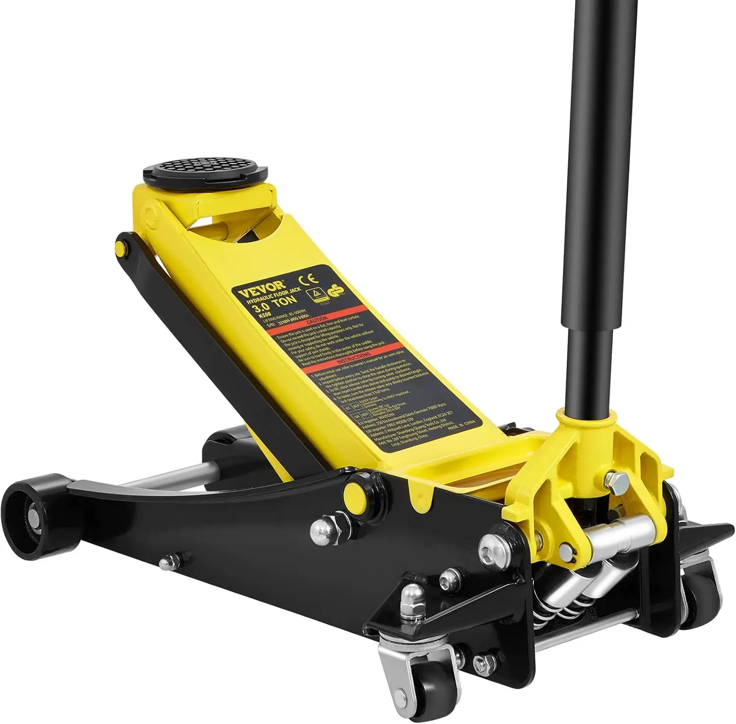 3 Ton Low Profile, Heavy-Duty Steel Racing Floor Jack with Dual Pistons Quick Lift Pump, Lifting Range 3.35