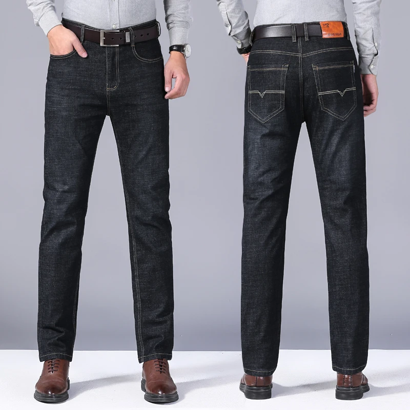 Klassische lange gerade Freizeithose für Herren, modische Denim-Jeans, Business-Cual-Hose, Übergröße 28–50