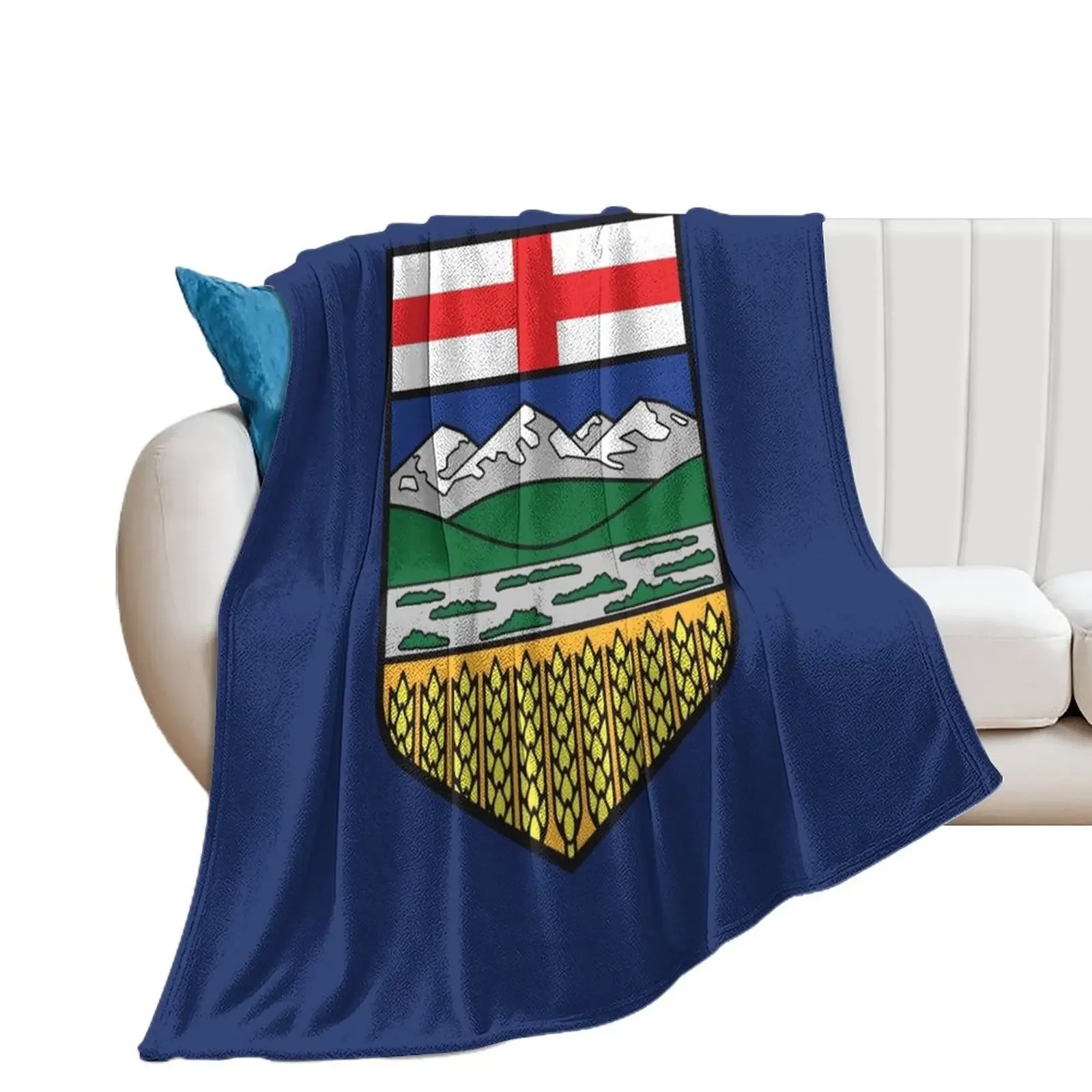 

Alberta provincial flag with blue background Canada HD High Quality Online Store Throw Blanket manga Luxury St Blankets