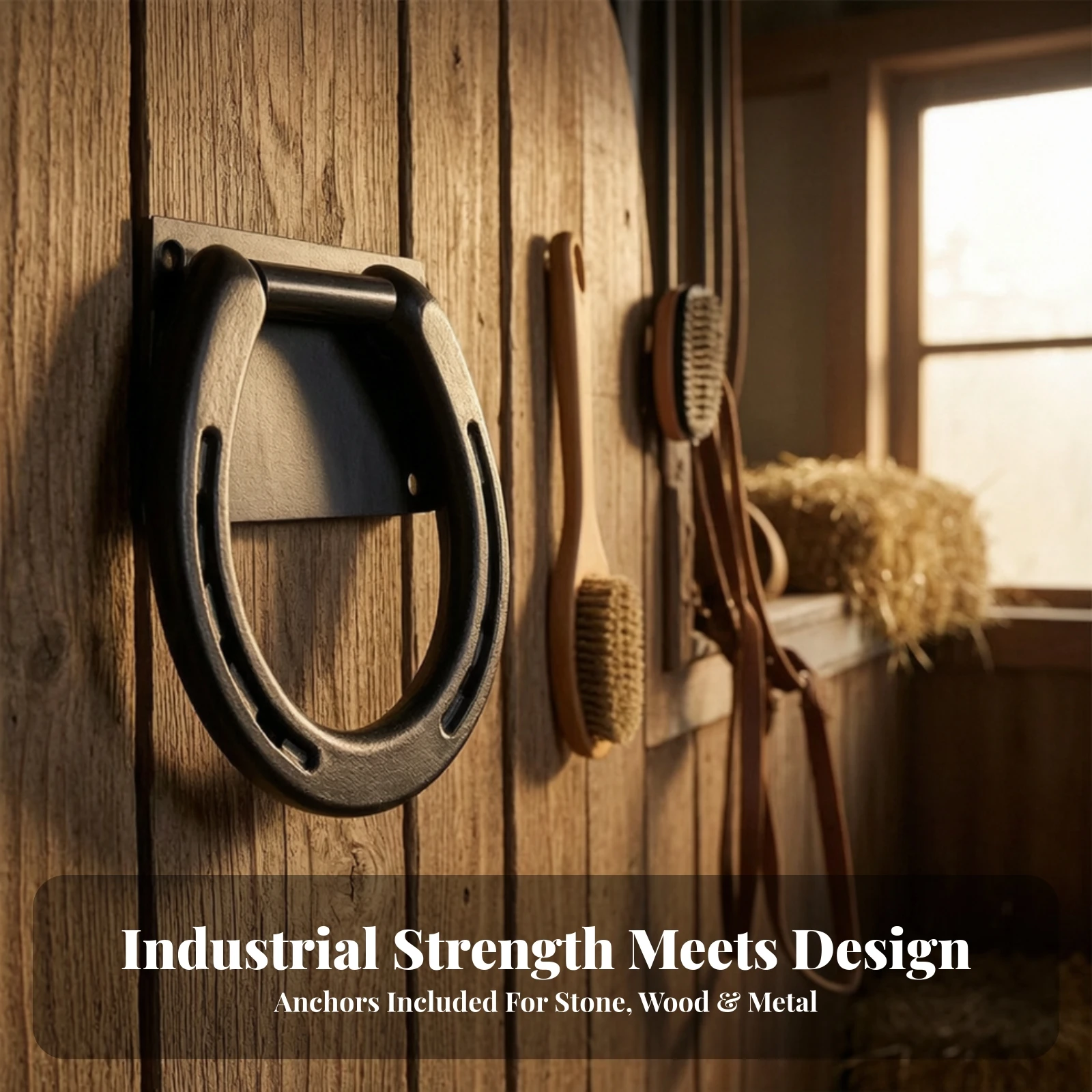 Horseshoe Tie Loop with Mounting Plate Wall-Mount Horseshoe Cross Tie Loop Hardware Long-Lasting Versatile for Equestrians