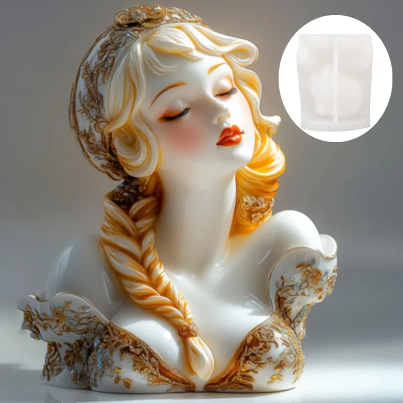 Princess Girl Aromatherapy Candle Silicone Mold Cute Girl Texture Candle Silicone Mould Gypsum Clay Epoxy Resin Silicone Molds