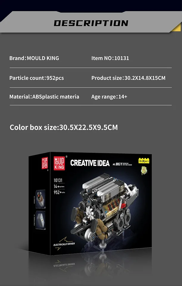 MOULD KING MOC Technik 10131 Technincal W16 Engine for BGT