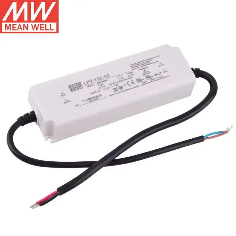 

Tai Wan MEAN WELL LPV-150-12 12V 10A 150 Вт Водонепроницаемый источник питания с постоянным напряжением IP67 для фонарика