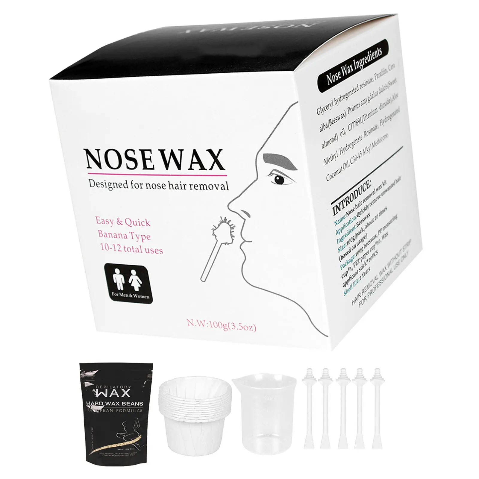 

Набор для депиляции: 20 восковых палочек по 100 г, мерные стаканчики, восковые гранулы для носа, портативный аппликатор, безопасные полоски