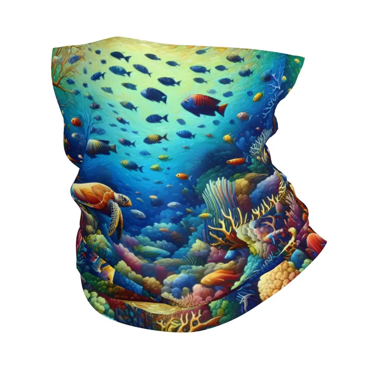 Sea Turtle Jellyfish Scarf Neckerchief Neck Face Mask Polyester