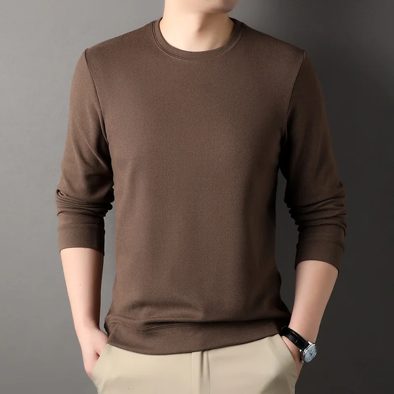 

Autumn Winter Men's O-Neck Sweatshirt Youth Warm Fashion Solid Color Versatile Cozy Tops Daily Casual Loose Simple Male Pullover