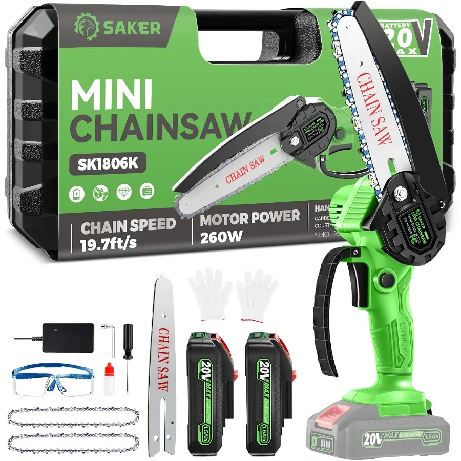 

Mini Chainsaw 6 Inch Cordless Electric Chainsaw with Upgraded Performance for Tree Trimming and Garden Maintenance Compac