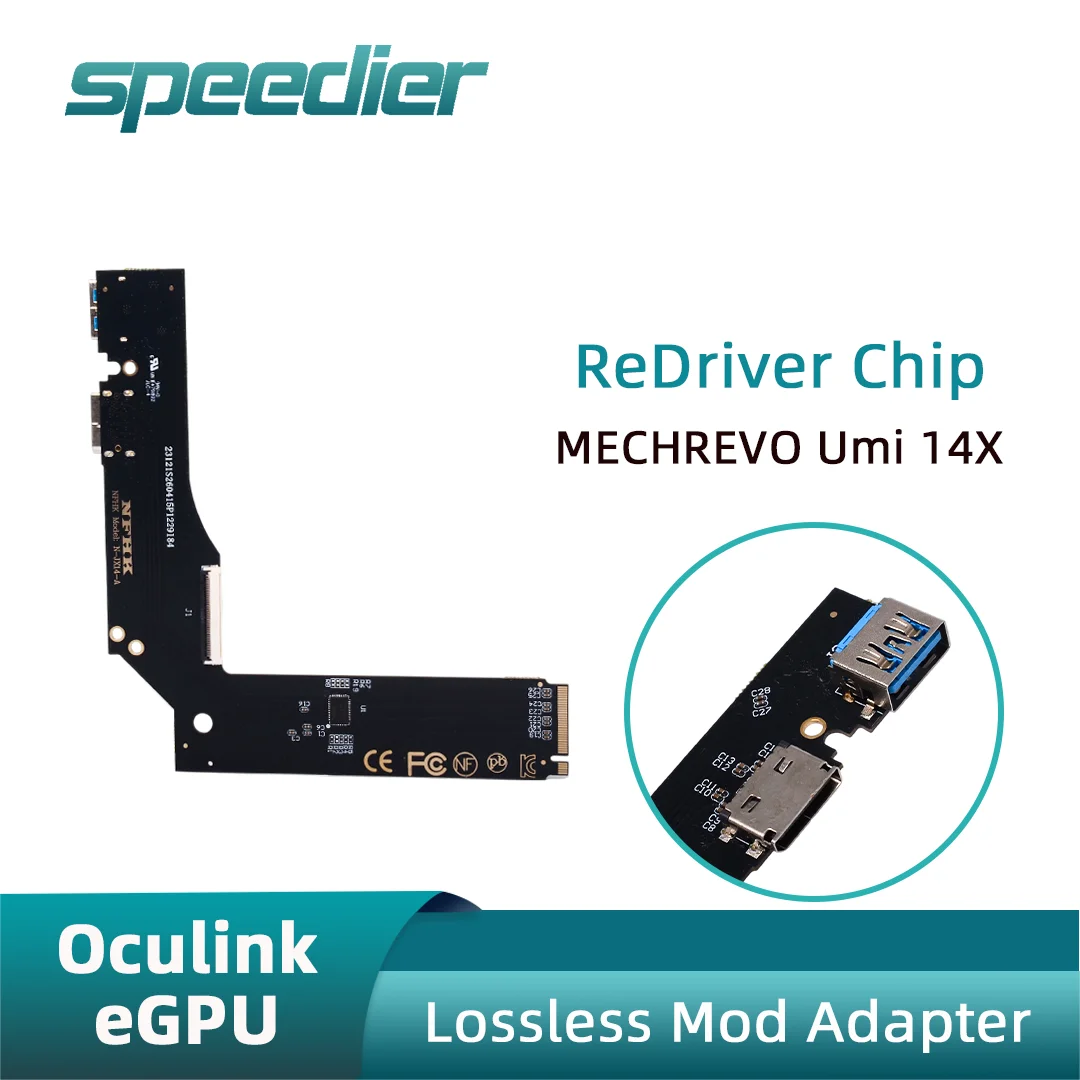 M.2 to OCuLink eGPU Adapter w/ ReDriver Chip for Mechrevo Unbounded 14X 2024/2025, No-Damage DIY Mod Board for External GPU Dock