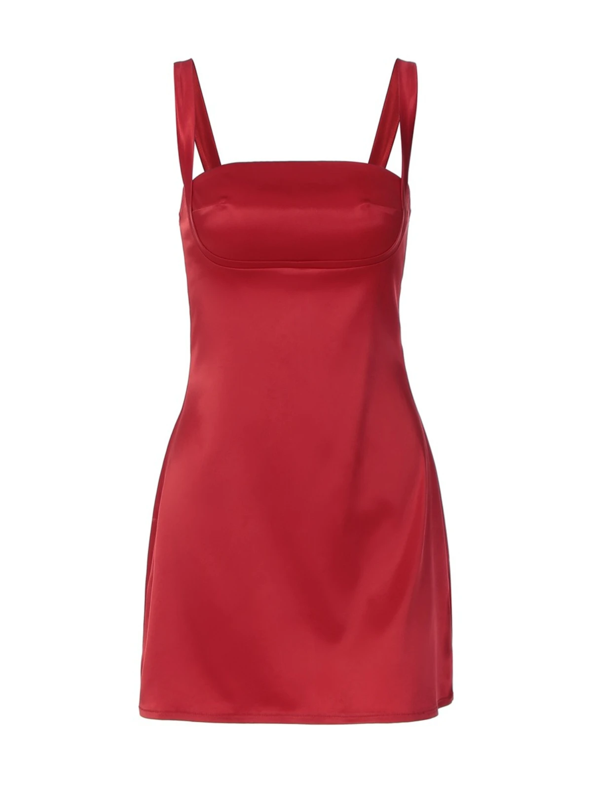 Stsss cor sólida uma linha mini vestido de cetim verão feminino sexy cinta espaguete pescoço quadrado sem mangas magro curto noite vestido de festa